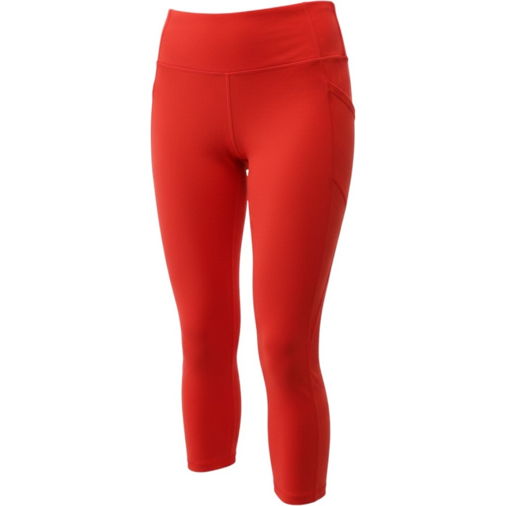 Avia Womens Red High Waisted Active Leggings Side Pockets Mesh Size L 12-14